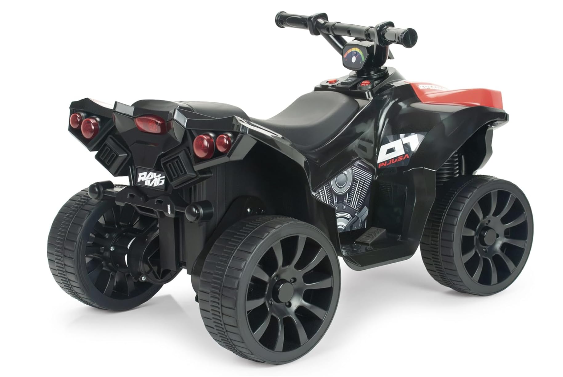 Quad Eléctrico Infantil 6V Rojo - Quad Racing para Niños +18 Meses con Marcha Atrás + Luces LED + Sonidos + Pedal Acelerador + Freno Eléctrico - Vehículo Eléctrico Niño Niña - INJUSA