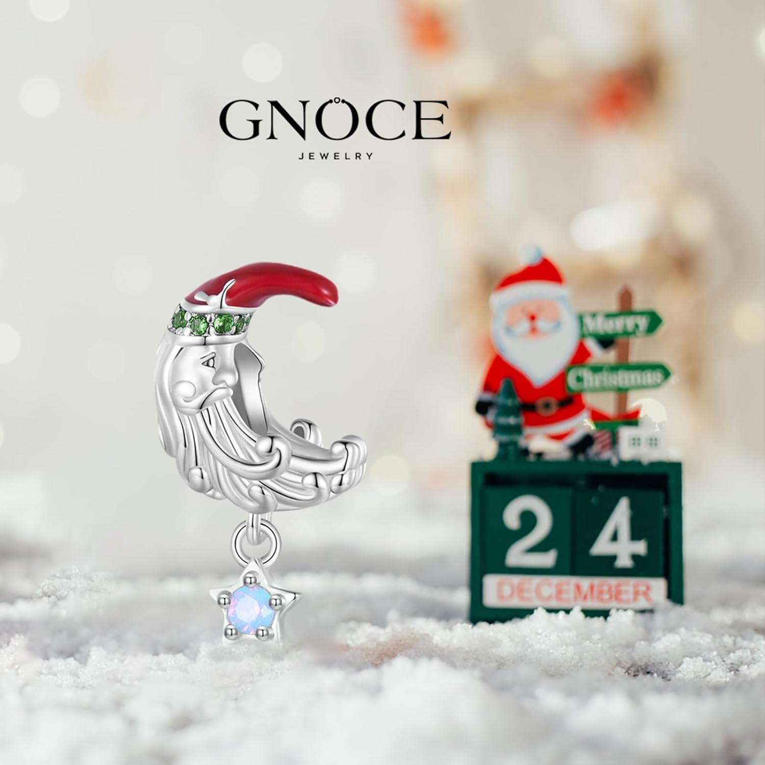 GNOCE Moonlight Santa Claus Charm Sterling Silver Bead Christmas Charm Fit Bracelet/Necklace for Women Wife/Jewelry Gift - Image 3