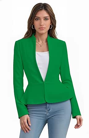 Hybrid & Company Women's Casual Work Office Elegant Open Front Nylon Blazer Jacket