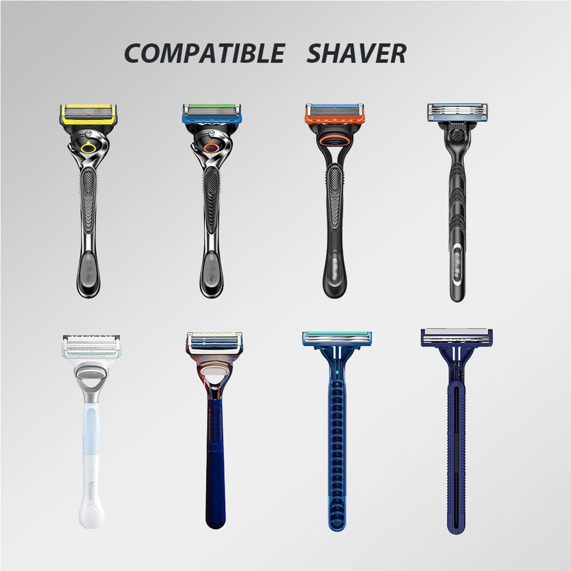 Caja de afeitar portátil de viaje manual para Gillette, adecuada para almacenamiento, 1 maquinilla de afeitar, 3 recambios de cuchillas (negro y gris)