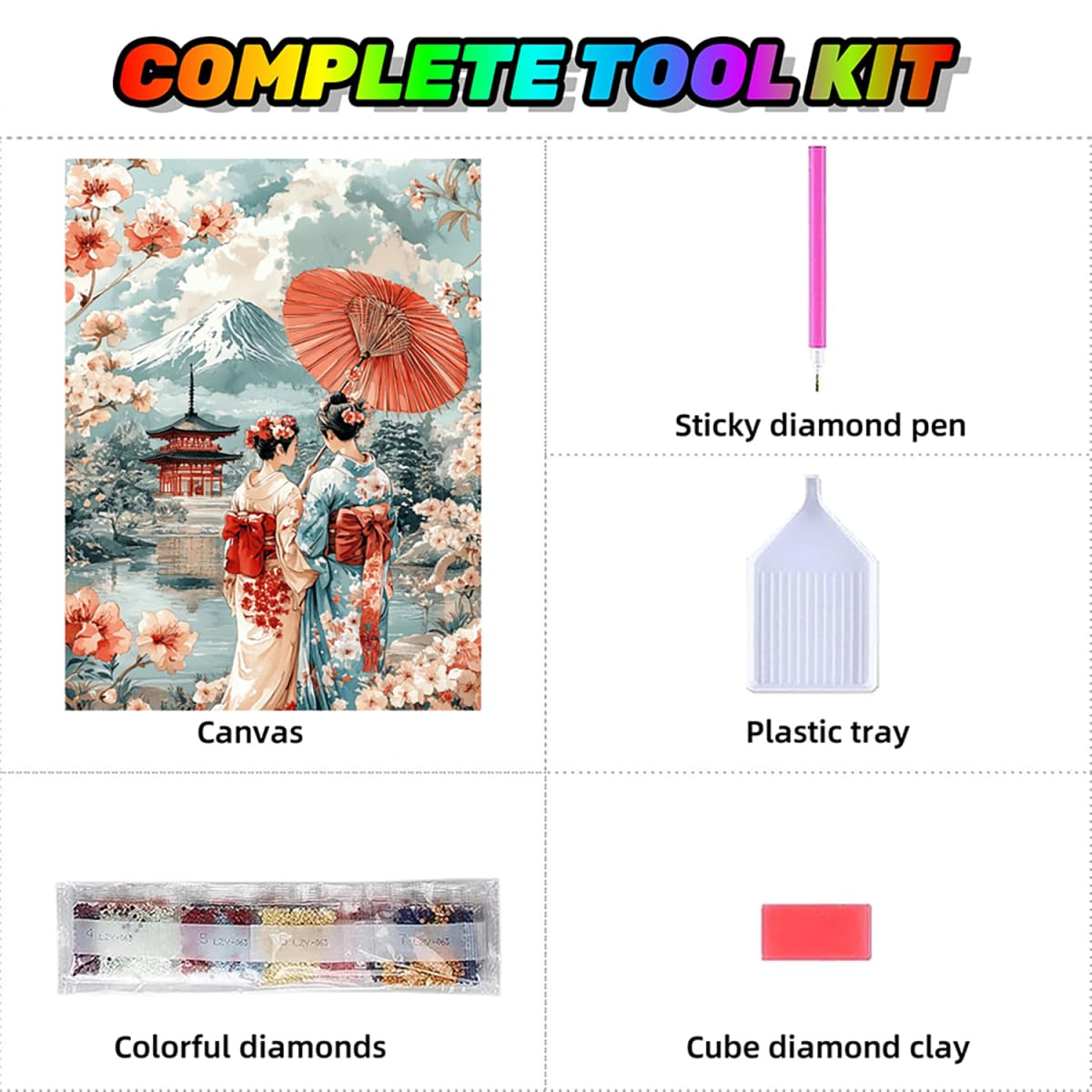 Mount Fuji diamentowe zestawy artystyczne dla dorosłych, malarstwo diamentowe, japońskie kobiety, kryształowe zestawy artystyczne, dla dorosłych, dzieci, DIY, okrągłe wiertło, klejnot, kropki, haft