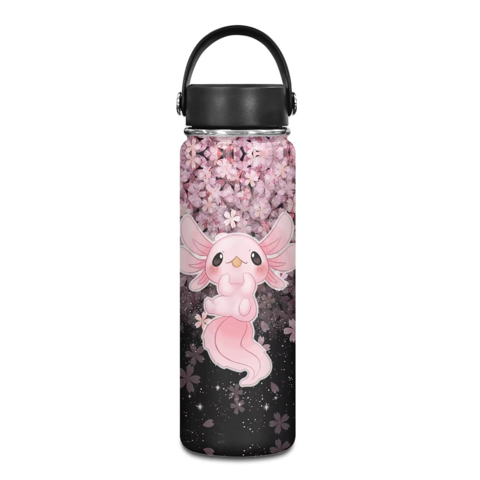 Hinthetall Axolotl Water Bottle with Lip 20 OZ Vacuum Insulated Stainless Steel Water Bottle for Women Girls Wide Mouth Water Jug for Fitness, Gym and Outdoor Sports, Leak-proof — image 1