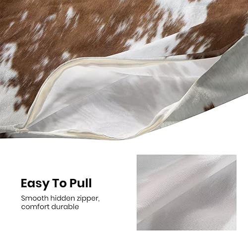 Miniatura 5 de BETGINY Juego de 2 fundas de almohada con estampado de vaca de 20 x 20 pulgadas, fundas cuadradas de piel de vaca marrón occidental, fundas de cojín