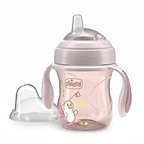 Chicco Transition Cup Bicchiere Antigoccia per Bambini 200ml, 1 Tazza Biberon 4+ Mesi per Imparare a Bere, con Beccuccio Ergonomico in Silicone, Doppia Valvola Anticolica, senza BPA – Rosa
