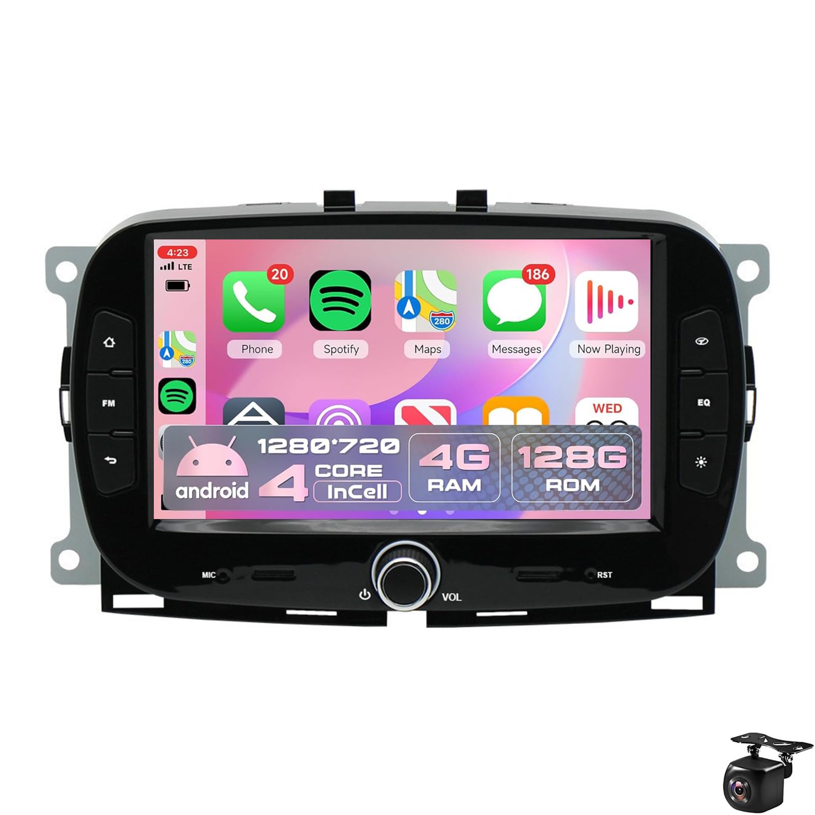 Ciosipul 8Core 6+128G Android Car Stereo For Fiat 500 2016-2019 7" Ips Touchscreen Head Unit