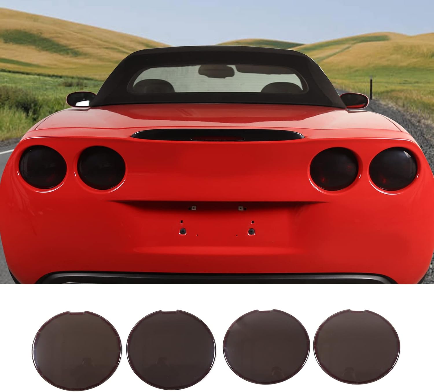 PIUGILH Rear Tail Light Guards Cover Fit for Corvette C6 2005-2013 Accessories, Tail Light Protector Cover Trim, 4 Pcs-Smoked Black