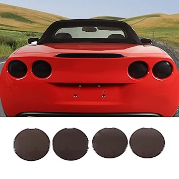 PIUGILH ABS Rear Tail Light Guards Cover, Tail Light Protector Fit for Corvette C6 2005-2013 Car Decoration Accessories, 4 Pcs-Smoked Black