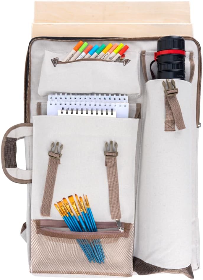TRANSON Art Portfolio Case Artist Backpack Canvas Bag Large 26” x 19.5”