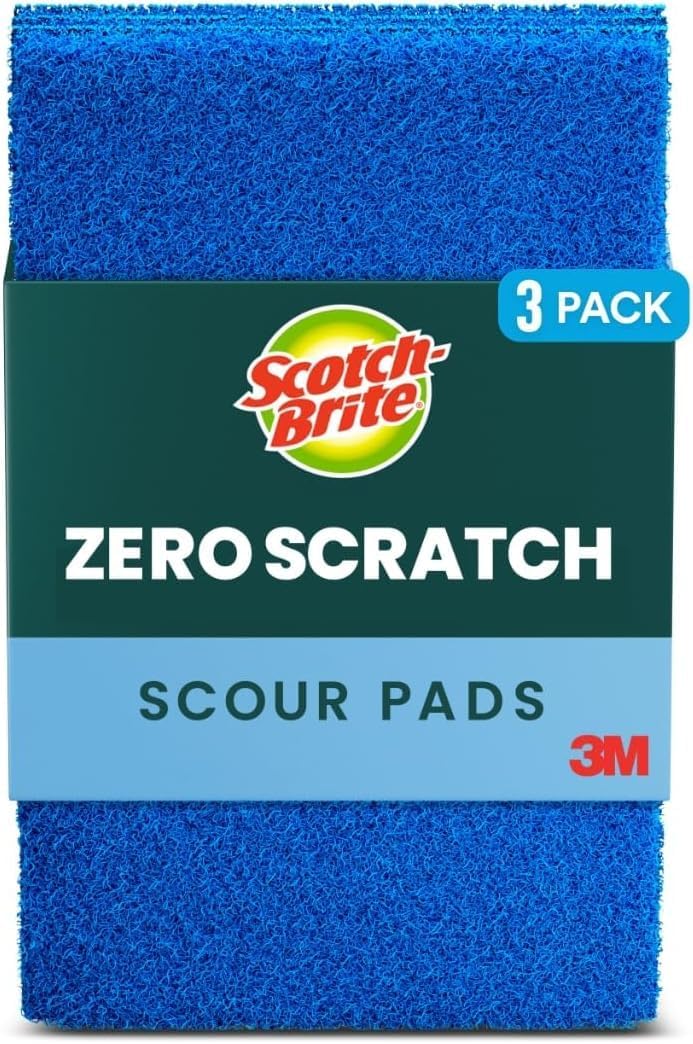Scotch-Brite Non-Scratch Scour Pads | Zero Scratch | For Nonstick Cookware | Dishwasher Safe | Made with Recycled Plastic | 3 Pads, Pack of 10