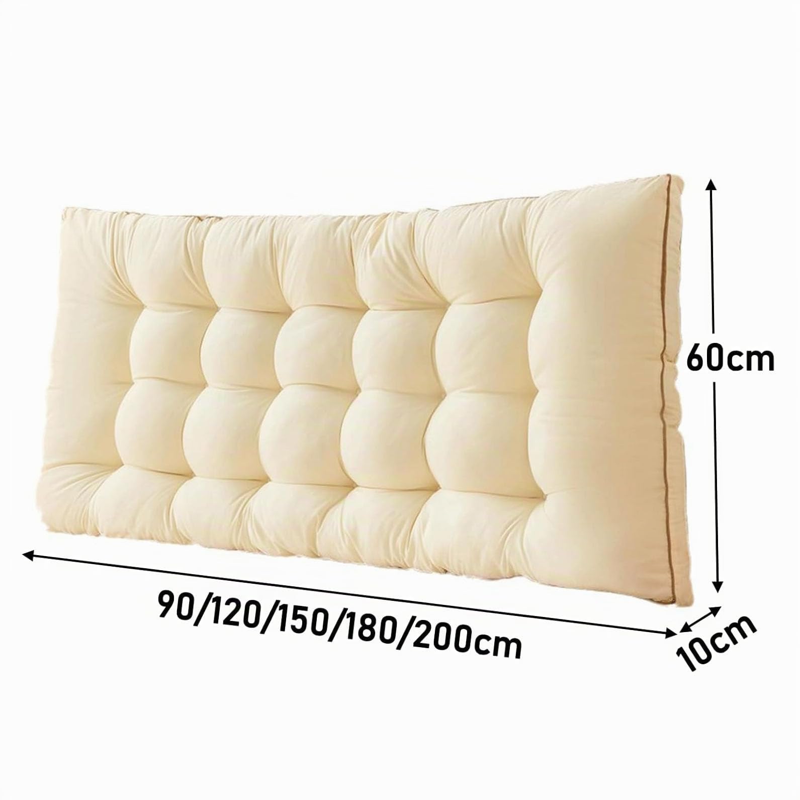 Negro,90x60x10cm,Almohada De Lectura De Cabecera, Cojín De Respaldo para Cama, Cojines Grandes para Sofa