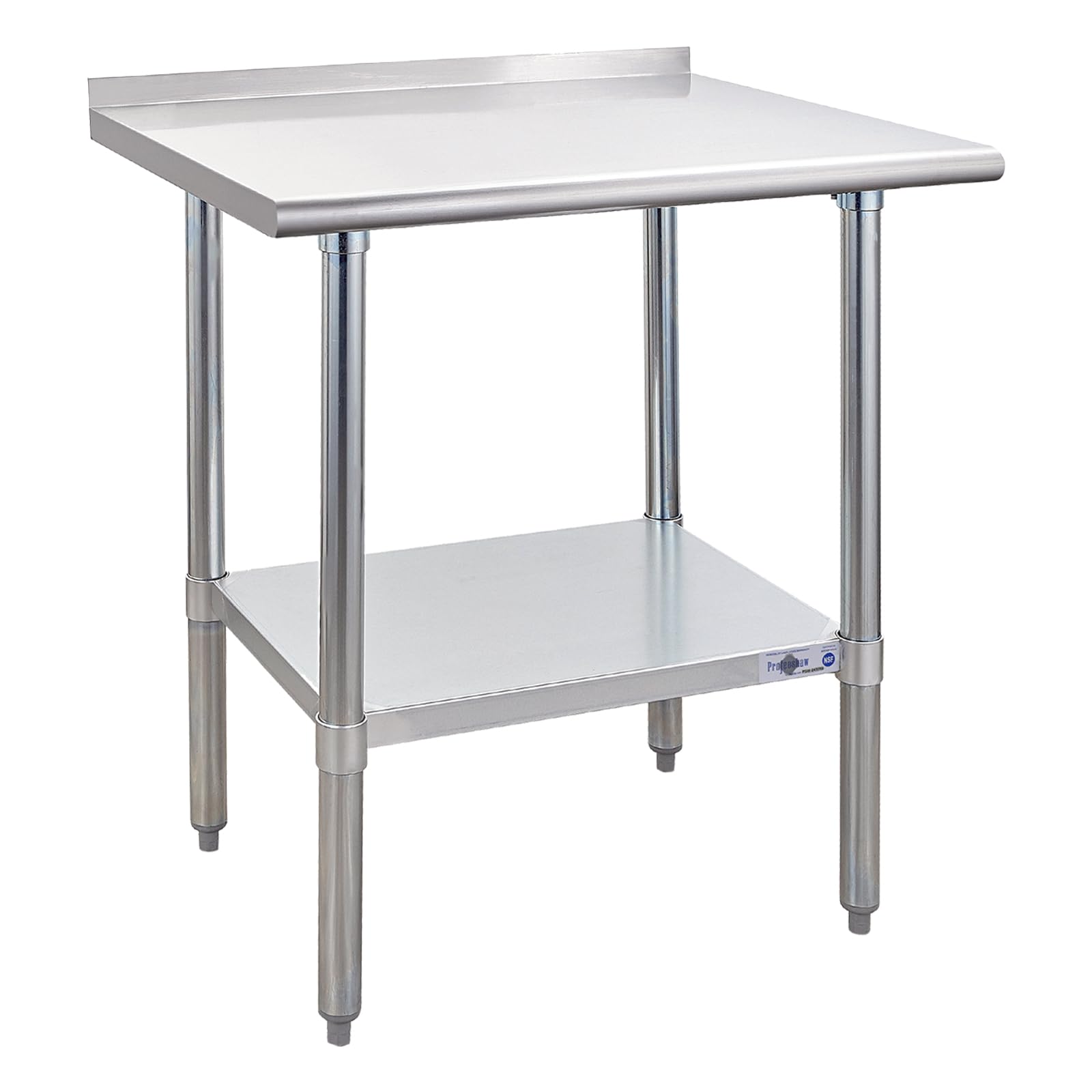 Profeeshaw Stainless Steel Prep Table NSF Commercial Work Table with Backsplash and Undershelf for Kitchen Restaurant 30x24 Inch