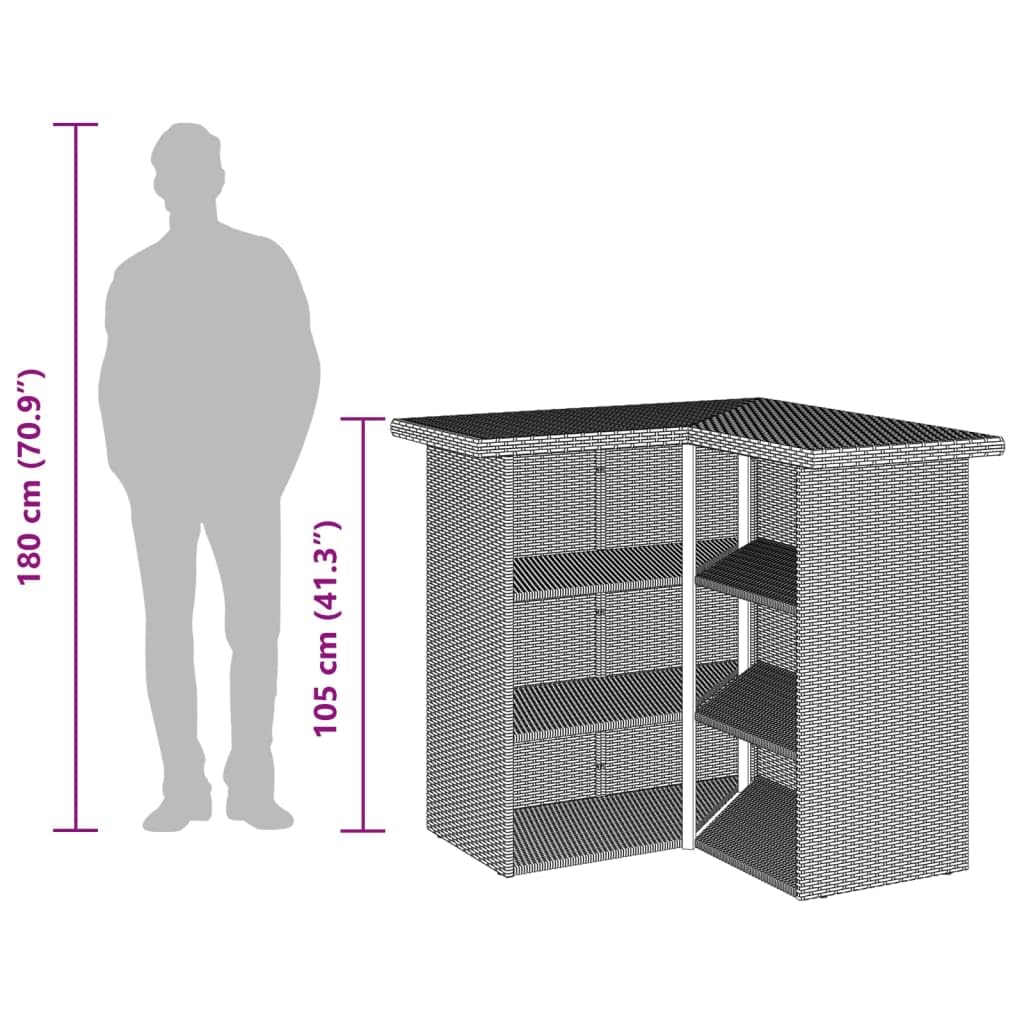 vidaXL Juego de Bar de jardín de 3 Piezas con Cojines ratán PE marrón, Mesa Alta y taburetes de Exterior, Juego de Bar, Juego de Muebles