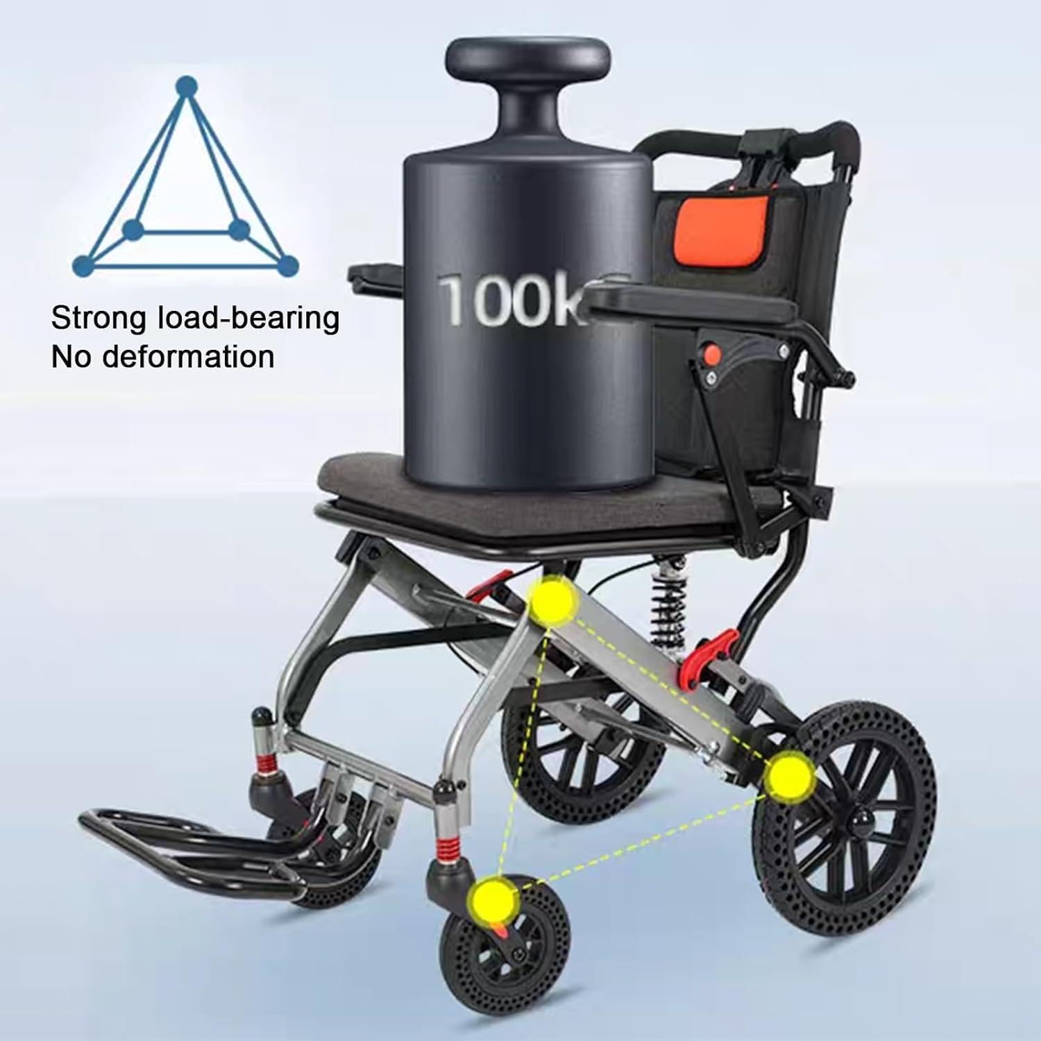 Sedia a rotelle Pieghevole Ultra Leggera, Sedia a rotelle per Trasporto Multiuso per Adulti, Sedia a rotelle per Viaggi Portatile per Anziani, Peso 10.5KG,Black