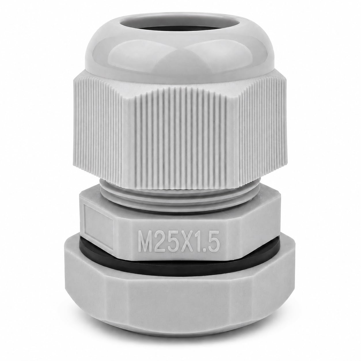 LampStation 10 Pack M25 25mm Cable Glands, IP68 Waterproof Grey Nylon Compression Glands with Locknut & Washer for 9-17mm Cables - Outdoor, Junction Box & Electrical Enclosure Connectors