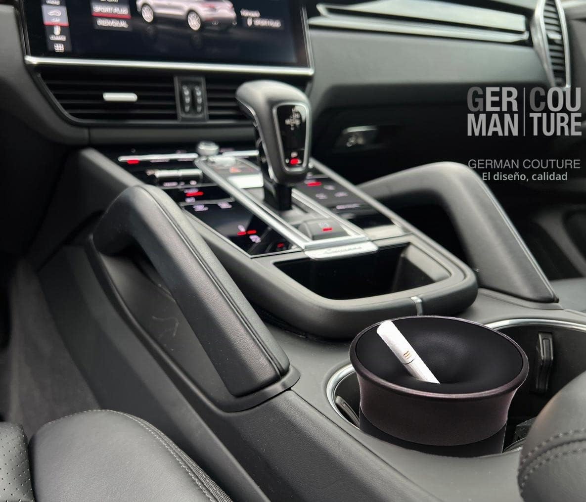 GC German Couture cenicero de coche compatible con IQOS ILUMA Prime TerEA y Heets Sticks + accesorios Glo Hyper Pro Air Neo-Sticks negro/negro
