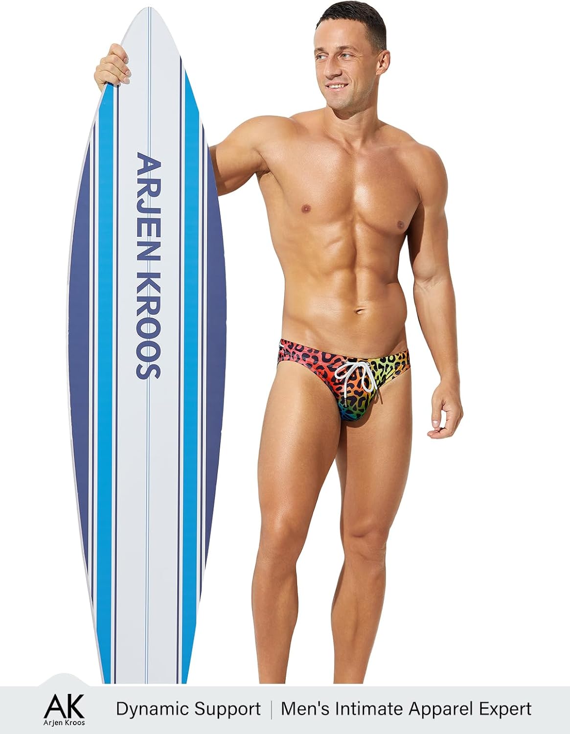 Arjen Kroos Men's Swim Briefs Sexy Low Rise Printed Bikini Adjustable Drawstring Swimwear - Image 5