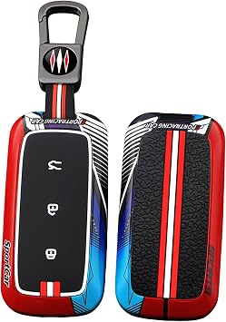 Zinc Alloy Key Fob Case Fit for Geely Galaxy E5 EX5 EV EM-i E8 2026 | Key Fob Silicone Cover for Galaxy Starry 8 Cityray L6 L7 Proton Emas 7 2025 Car Key Protector Holder Keychain 3 Buttons-B Red