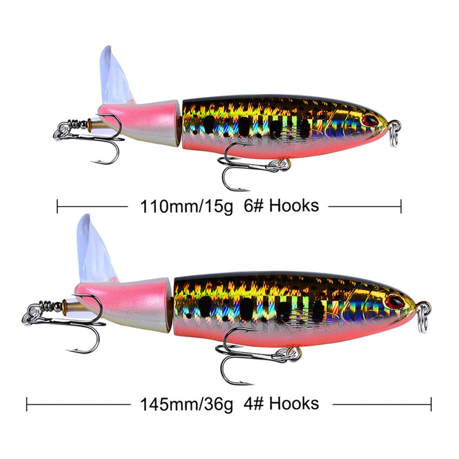 8 Pièces Ensemble 11 Cm/14.5 Cm Topwater Leurre De Pêche Popper Appât Dur Doux Rotatif Queue Matériel De Pêche Kit D'appâts De Pêche (Color : 8 Bait Mix, Size : 35G - 145mm)