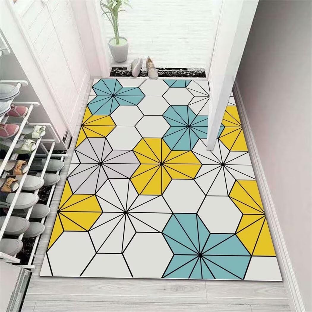 Tapis de balcon extérieur moderne géométrique jaune 80x160 | Idéal pour sublimer votre terrasse