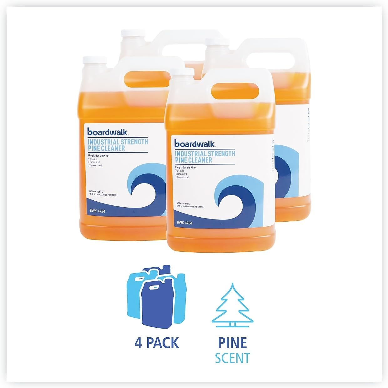 Boardwalk 597500-41ESSN 1 Gallon Industrial Strength Cleaner - Pine Scent (4/Carton)