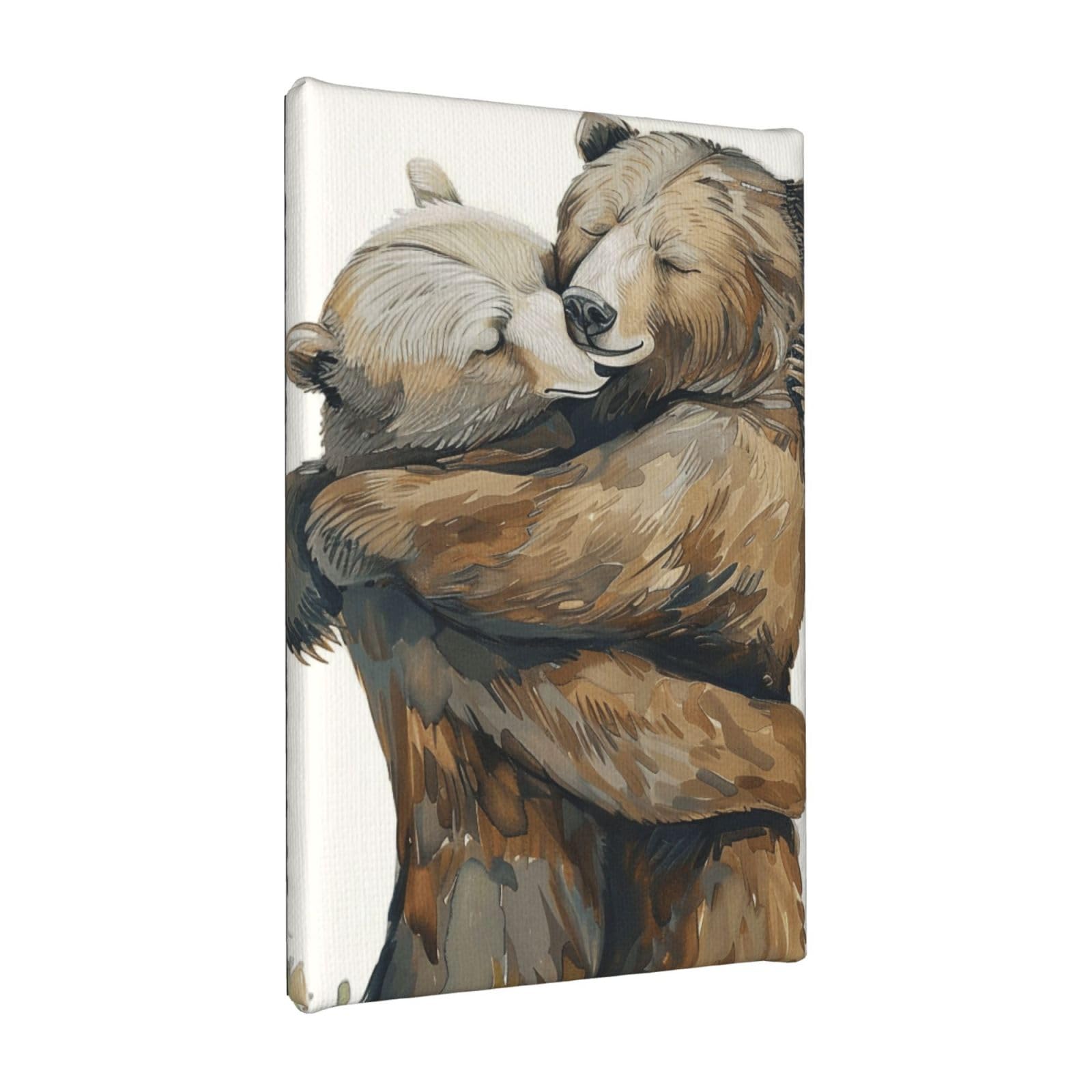 YKLJG Bears Printed Wall Art Canvas Painting 20x30 CM Wooden Framed Picture Painting Artwork Prints for Bedroom Kitchen Home Office Decor
