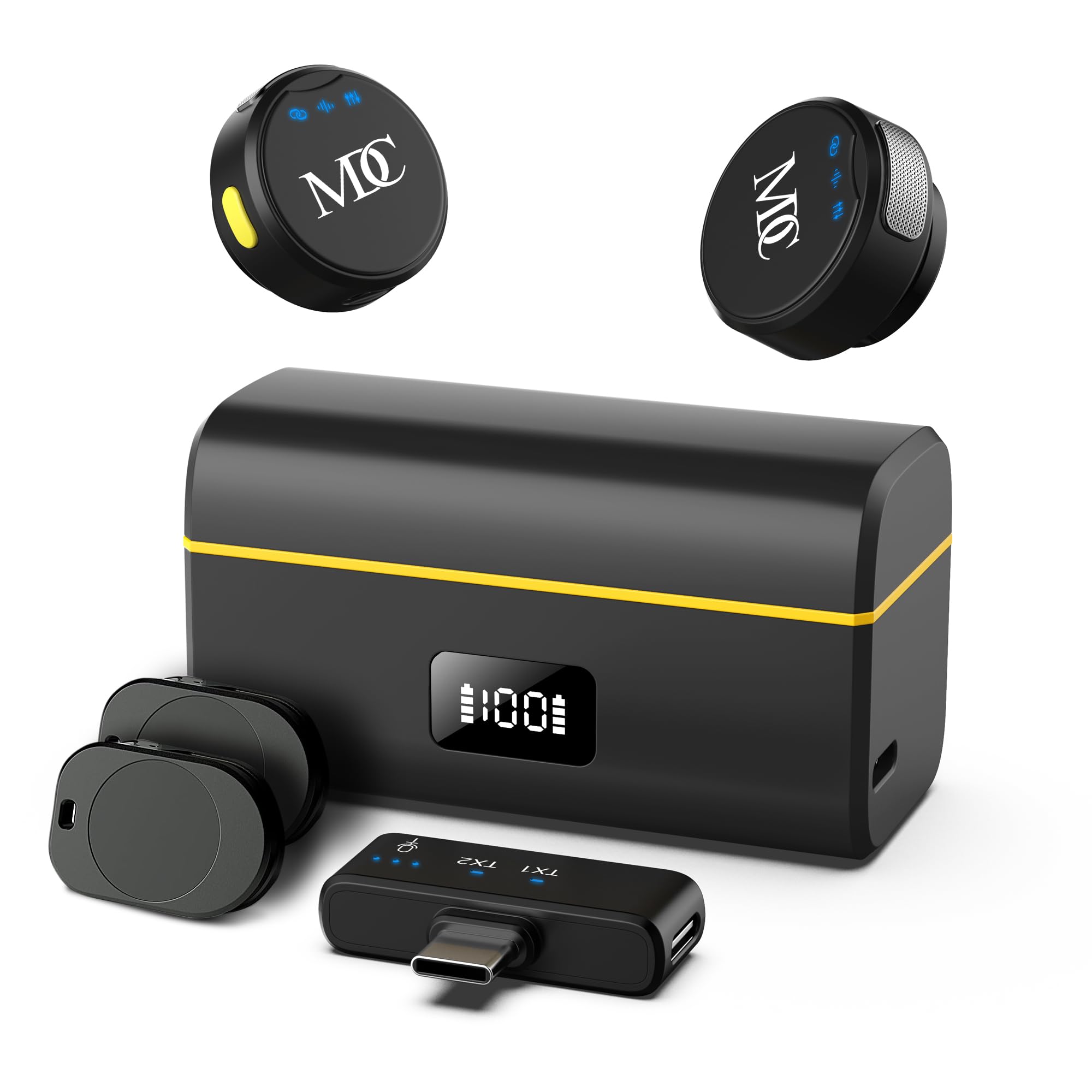 MICPKDM USB-C Wireless Lavalier Microphone - Mini Mic for Video Recording, Live Streaming & Vlogging - 500ft Range, 23hr Battery, Noise Cancellation & Reverb - Type-C Connector