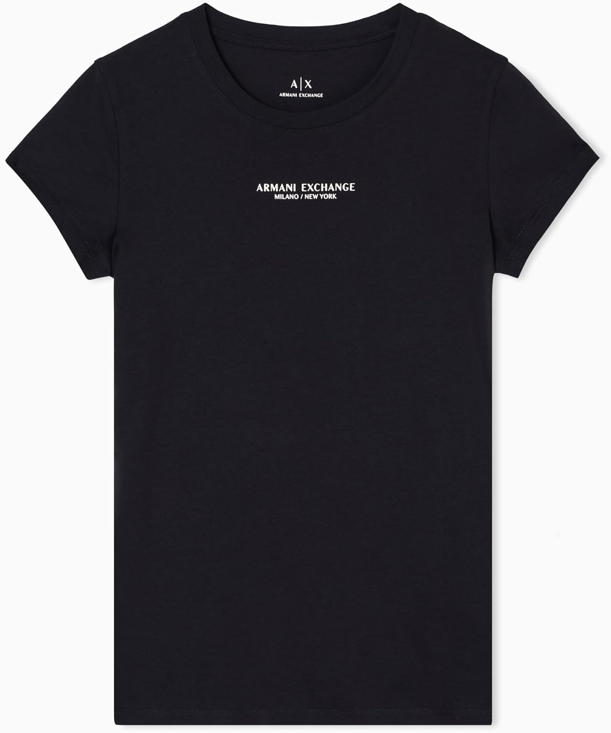 Armani Exchange Womens Center Chest Text Logo Cotton Tee
