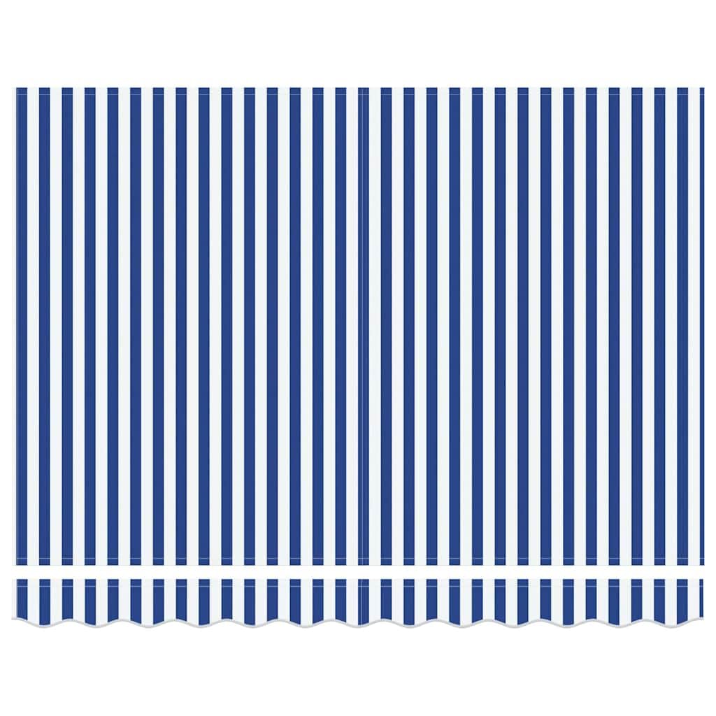 Toldo retráctil azul blanco 300 x 250 cm con mando a distancia, toldo de poliéster y aluminio resistente a la intemperie para terraza jardín, protección solar ajustable, duradero