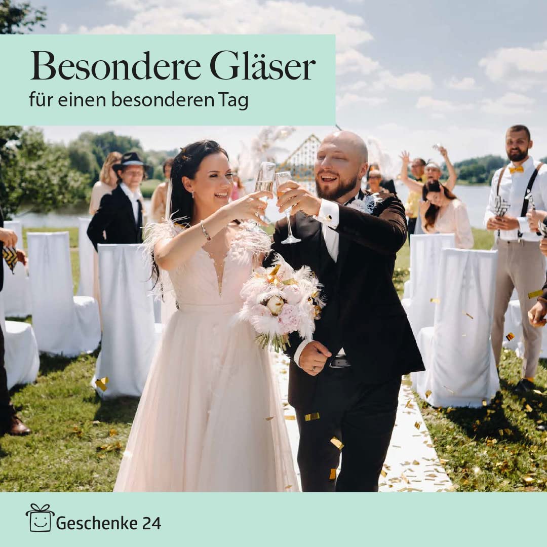 Geschenke 24 Bicchieri Prosecco per Matrimonio I Set da 2 Calici Mr Mrs I Calici Personalizzati Matrimonio con Disegno Bacio e Baffi I Flûte Vetro Regalo Matrimonio I Decorazione Tavola