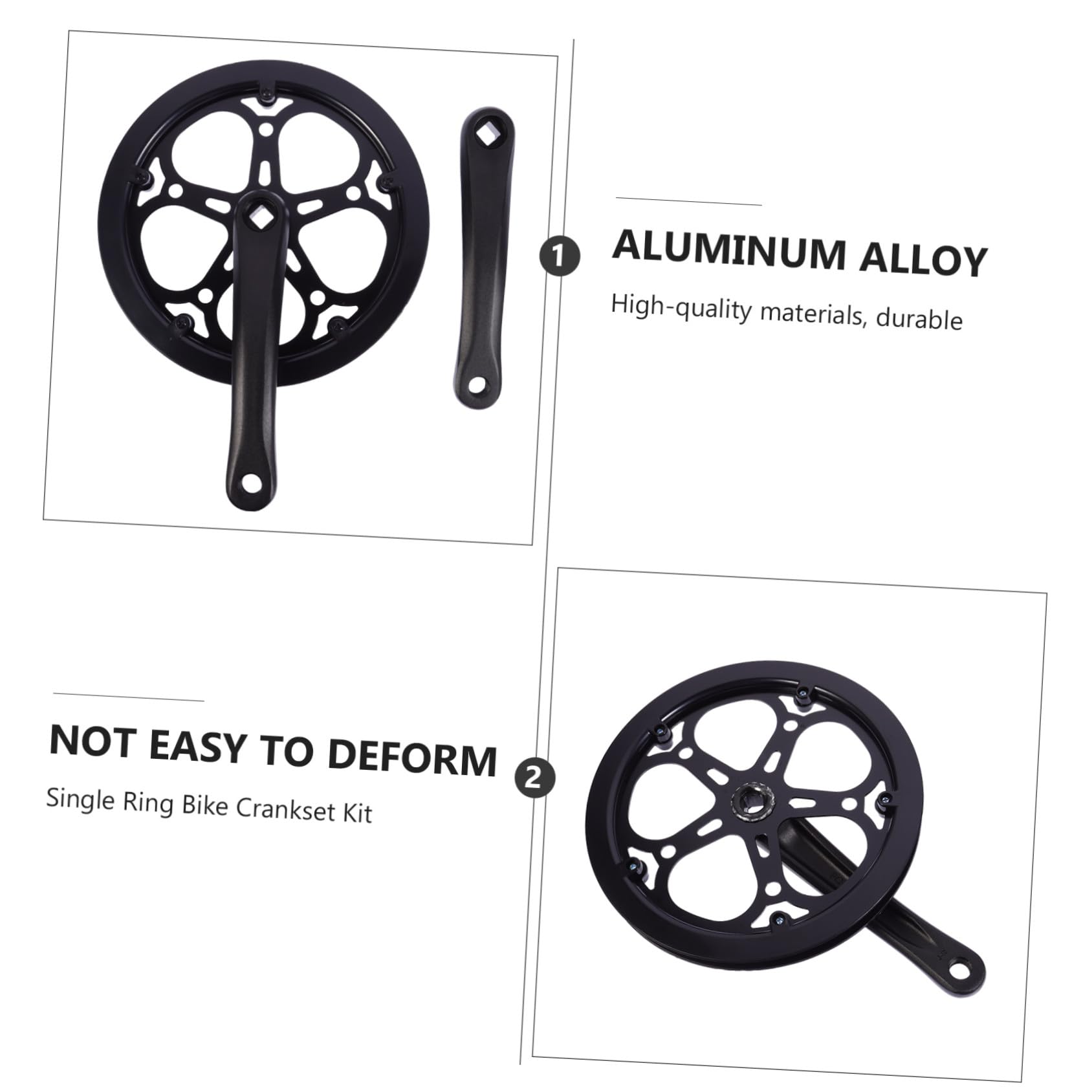 Mikikit Guarnitura Singola Pedivella da 170mm per Bici Corona da 52 Denti in Ferro Nero Resistente all'Usura, Accessorio di Ricambio per Bicicletta da Strada
