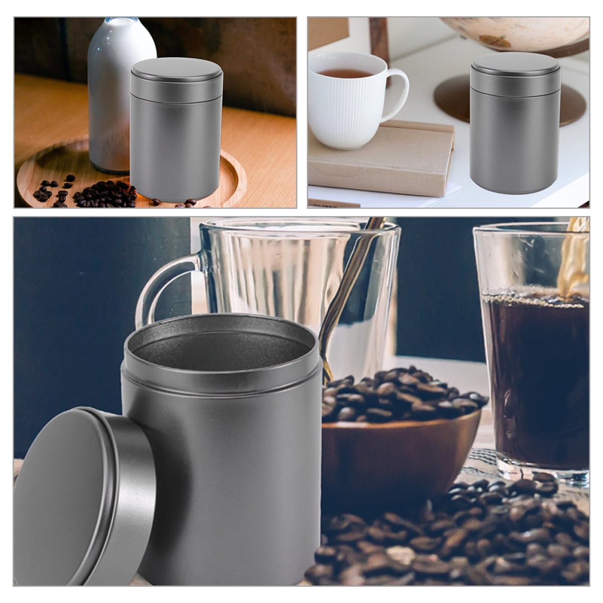 Homoyoyo 6 Stück Weißblech Vorratsdosen mit Luftdichtem Deckel Zylindrische Metallbehälter für Losen Tee Kaffeebohnen und Trockenfrüchte Robuste Aufbewahrung für Küche und Haushalt