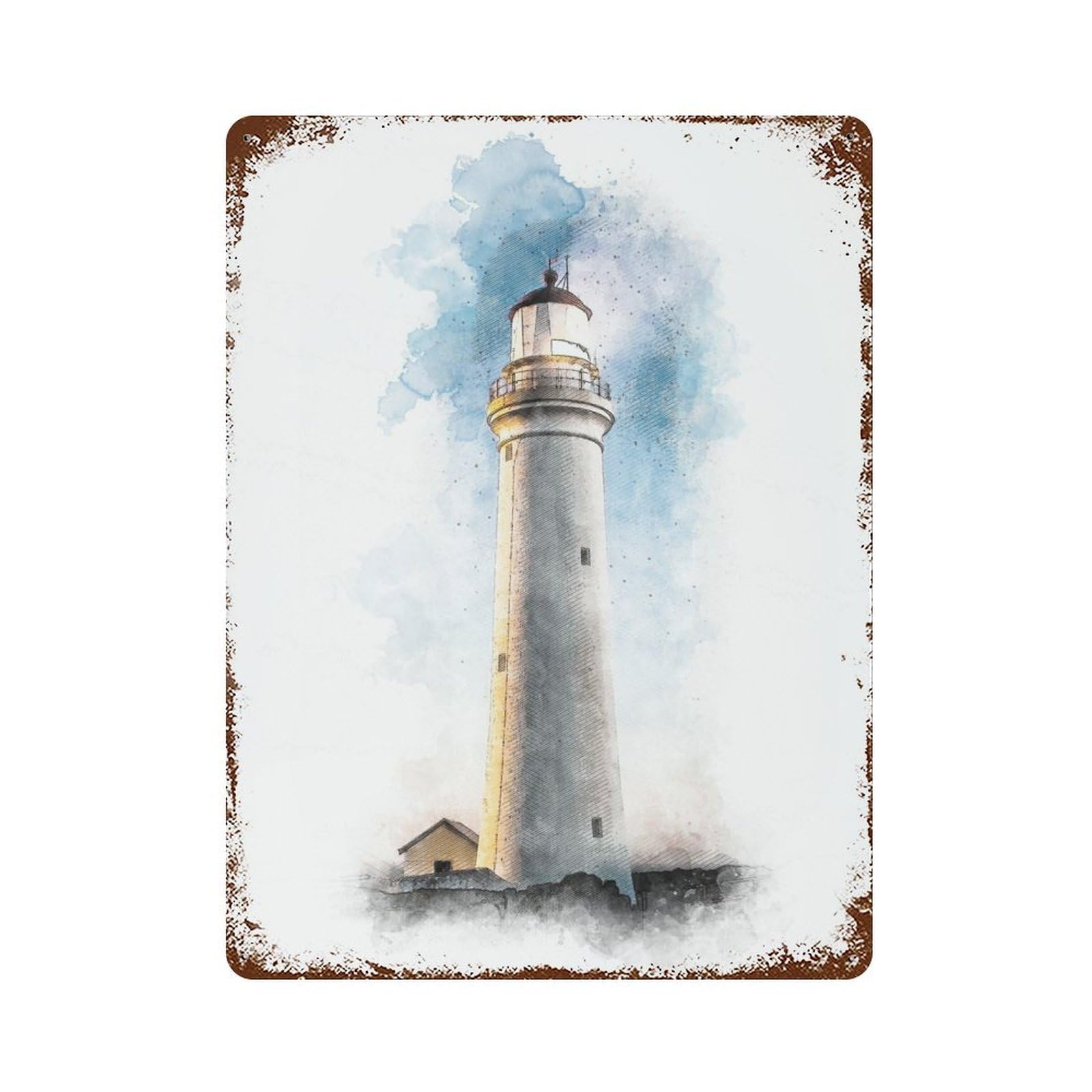 Vintage Rust Metal Sign Cape Nelson Lighthouse 15.7"x11.8", Shabby Chic Decor for Cafe, Home Bar And Lounge Decor
