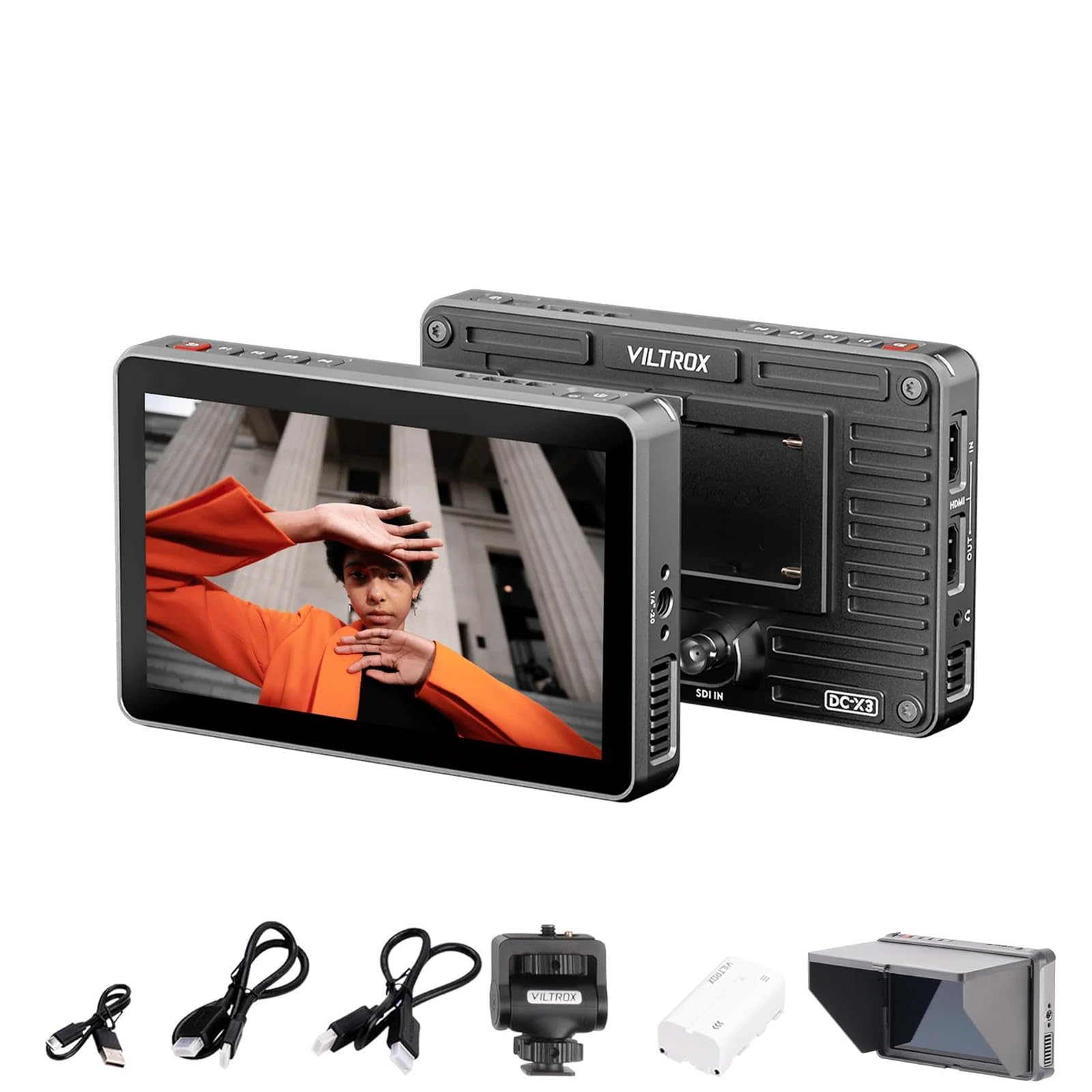 VILTROX DC-X3 6インチカメラモニター & 別売りバッテリー Amazon | VILTROX DC-X3 6インチ 超高輝度 2000Nits タッチスクリーン