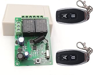 433MHz Universal Wireless Remote Control DC6V 12V 24V 2CH rf Relay and Transmitter Remote Garage/Gate/Motor/Light/Home Appliance (Color : 1RC 2B)