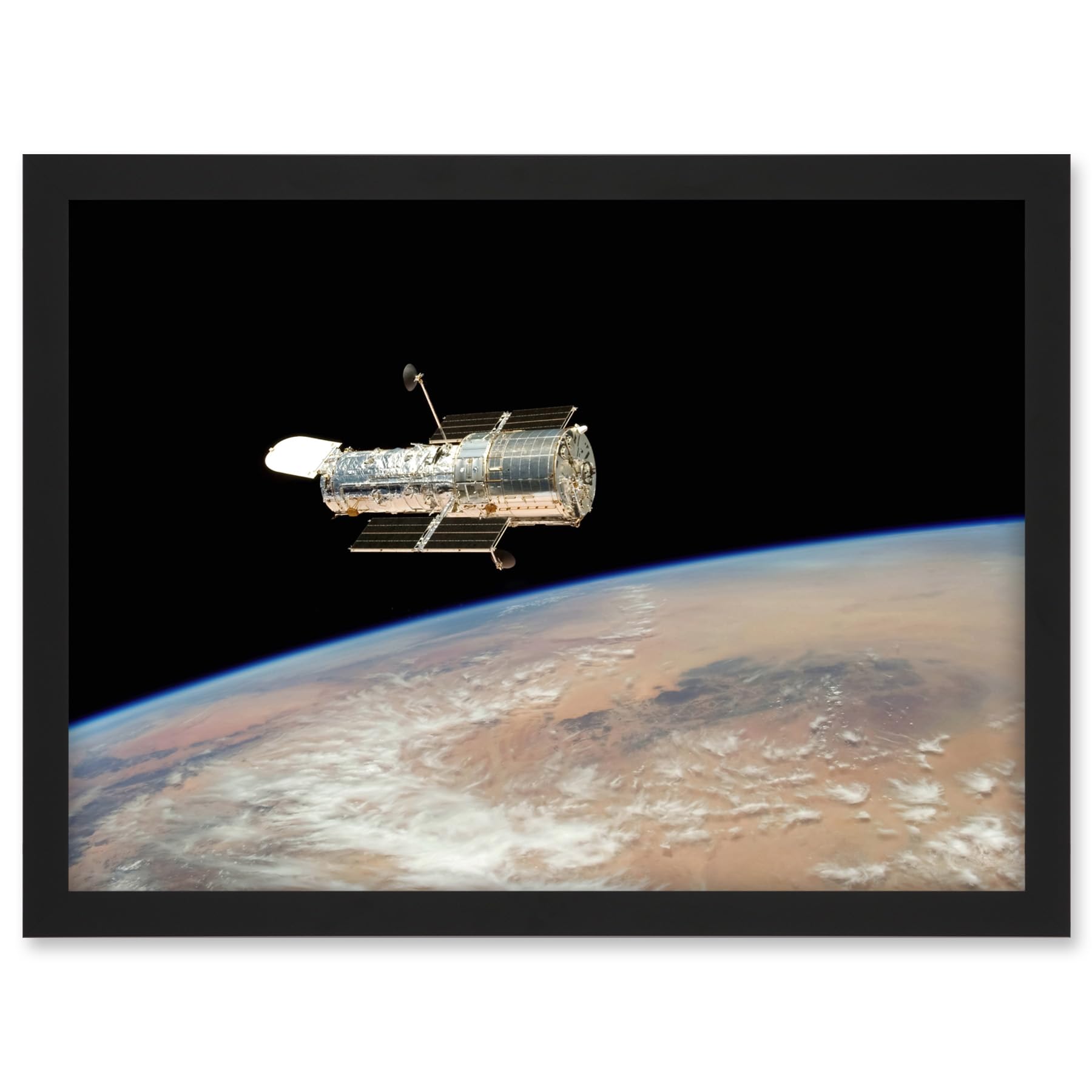 Artery8 Hubble Space Telescope Image The Hubble's Final Release Over Earth By Space Shuttle Atlantis Crew In 2009 Servicing Mission 4 Artwork Framed A3 Wall Art Print