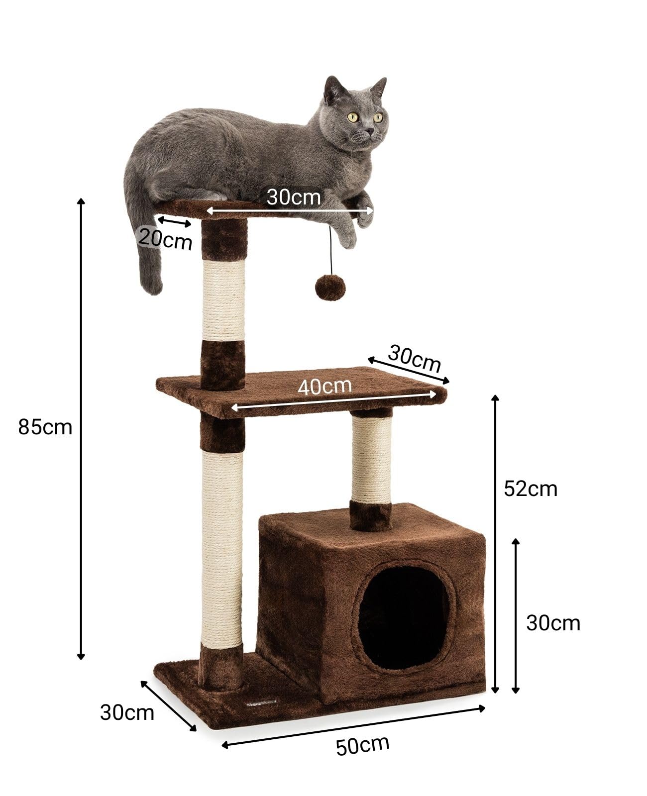 lionto Tiragraffi per Gatto Albero Tiragraffi Gatto Gioco Giocattolo Gatti Altezza 85 cm, Marrone