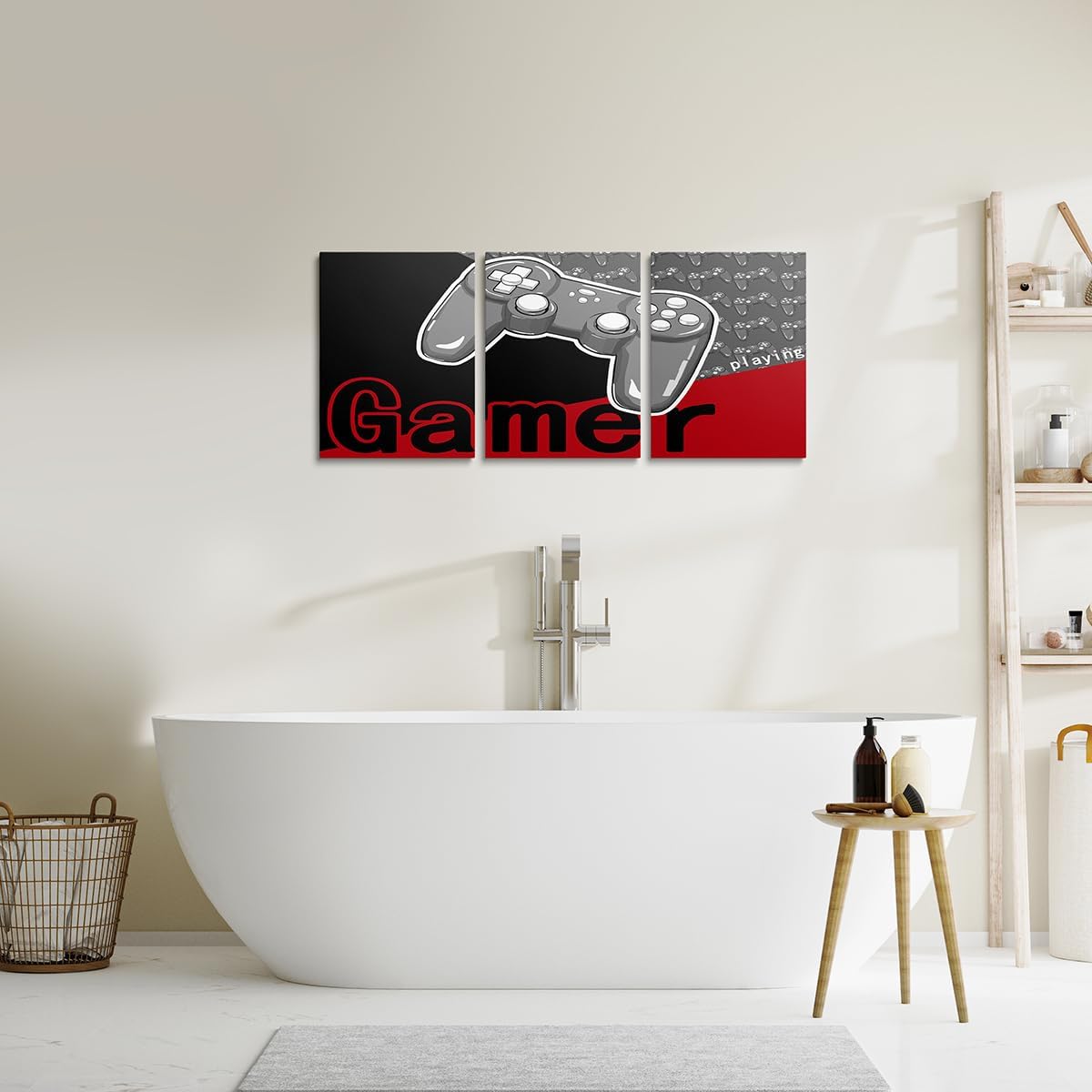 Erosebridal Gamer Canvas Wall Art Set of 3,Red and Black Gaming Artwork Posters Grey Video Game Room Decor Bathroom Pictures Wall Decor 16" L x 12" W Each - Image 5