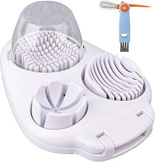 3-in-1 Egg Slicer with Cleaning Brush, 3 Slice Modes Egg Cutter Stainless Steel Dicer Multipurpose Kitchen Chopper Utensil for Hard Boiled Eggs Strawberry Tomato Butter Mushroom