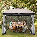 FAB BASED 10x10 Gazebo, Double Vent Canopy Outdoor Gazebo with Privacy Netting, Easy Setup Patio Pavilion with Steel Frame Strong Legs for Lawn, Backyard, Deck (Ash Grey) - Image 3