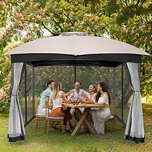 FAB BASED 10x10 Gazebo for Patio, Canopy Gazebo with Netting & Sand Bag, Patio Gazebo Double Vent Heavy Duty (Ash Grey) FAB BASED 10×10 Gazebo for Patio Canopy Gazebo with Netting Sand Bag Patio Gazebo Double Vent Heavy Duty Ash Grey