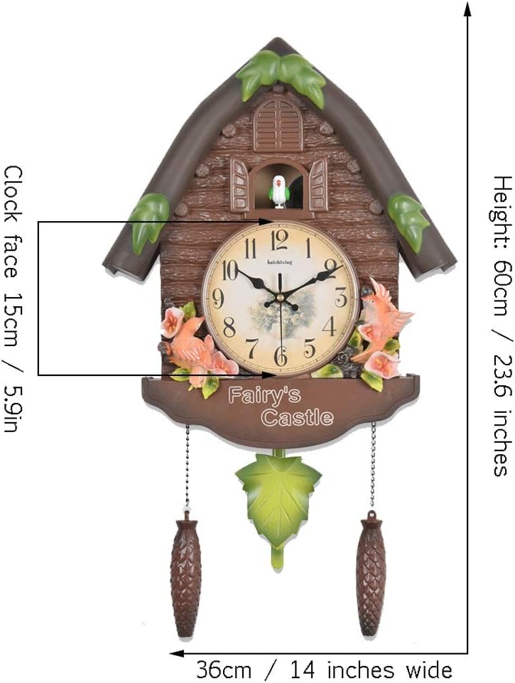Wall Clocks Cuckoo Clock Clock Time Clock Personality Clock Suitable for Children Bedroom Kindergarten Home Decor Quartz Wall Clock Silent Non-Ticking Décor (D) (C)