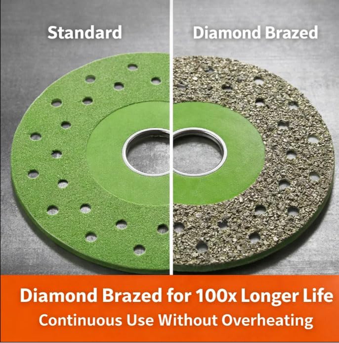 4.5" Diamond Rock Slab Grinding Disc, Angle Grinder Cutting Wheel for Porcelain Tile Granite Marble Glass Ceramic, Chip-Free Dry/Wet Cutting Grinding Chamfering (9 PCS)