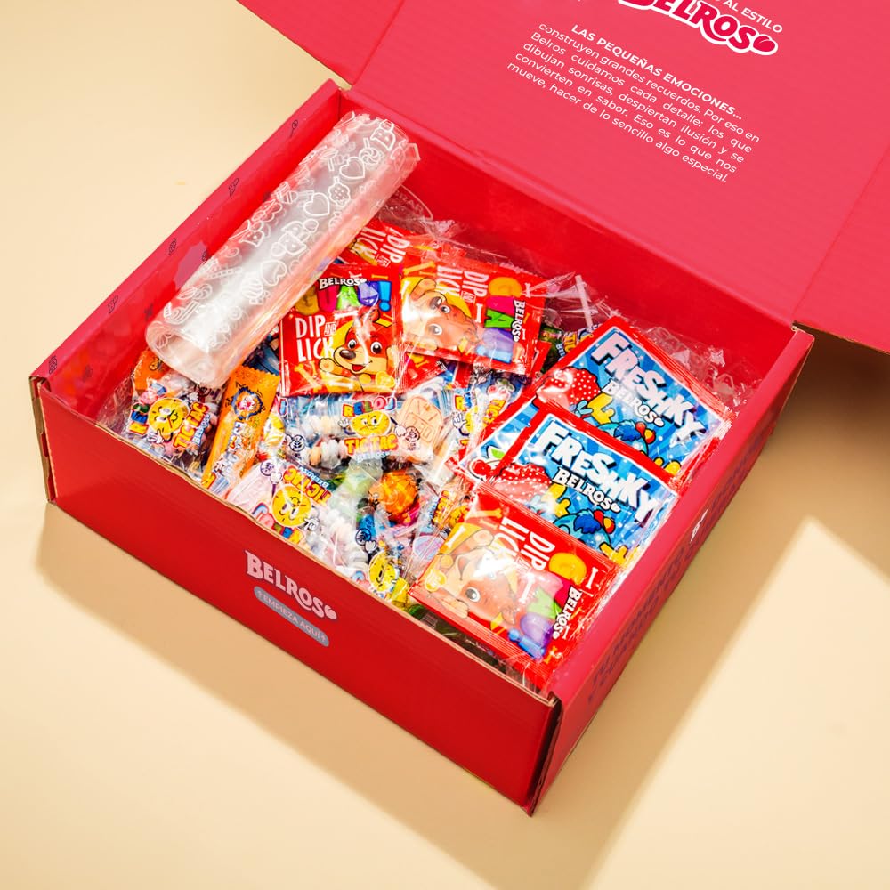 BELROS Pack 200 uds de Chuches y Gominolas Mix Surtido de 1.9kg de Dulces. Ideal Cumpleaños, Celebraciones, Ocasiones Especiales, Piñatas. Incluye 20 Bolsitas de Regalo