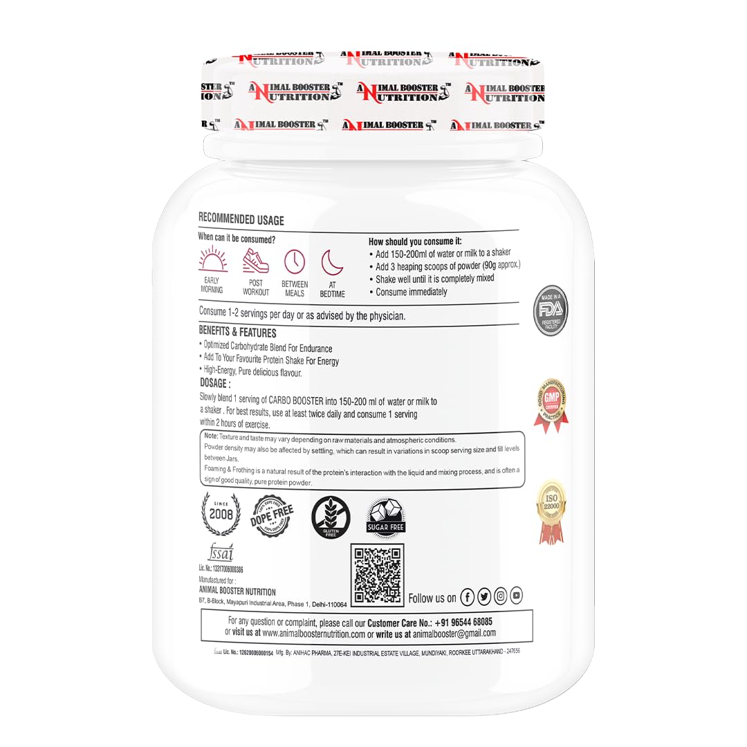 Animal Booster Nutrition Carbo Booster| 85gm of Carbohydrate in 90gm of serving| For Gain Weight, Build Muscle & Fuel Energy | 1Kg Chocolate Flavour — Amazon image 3