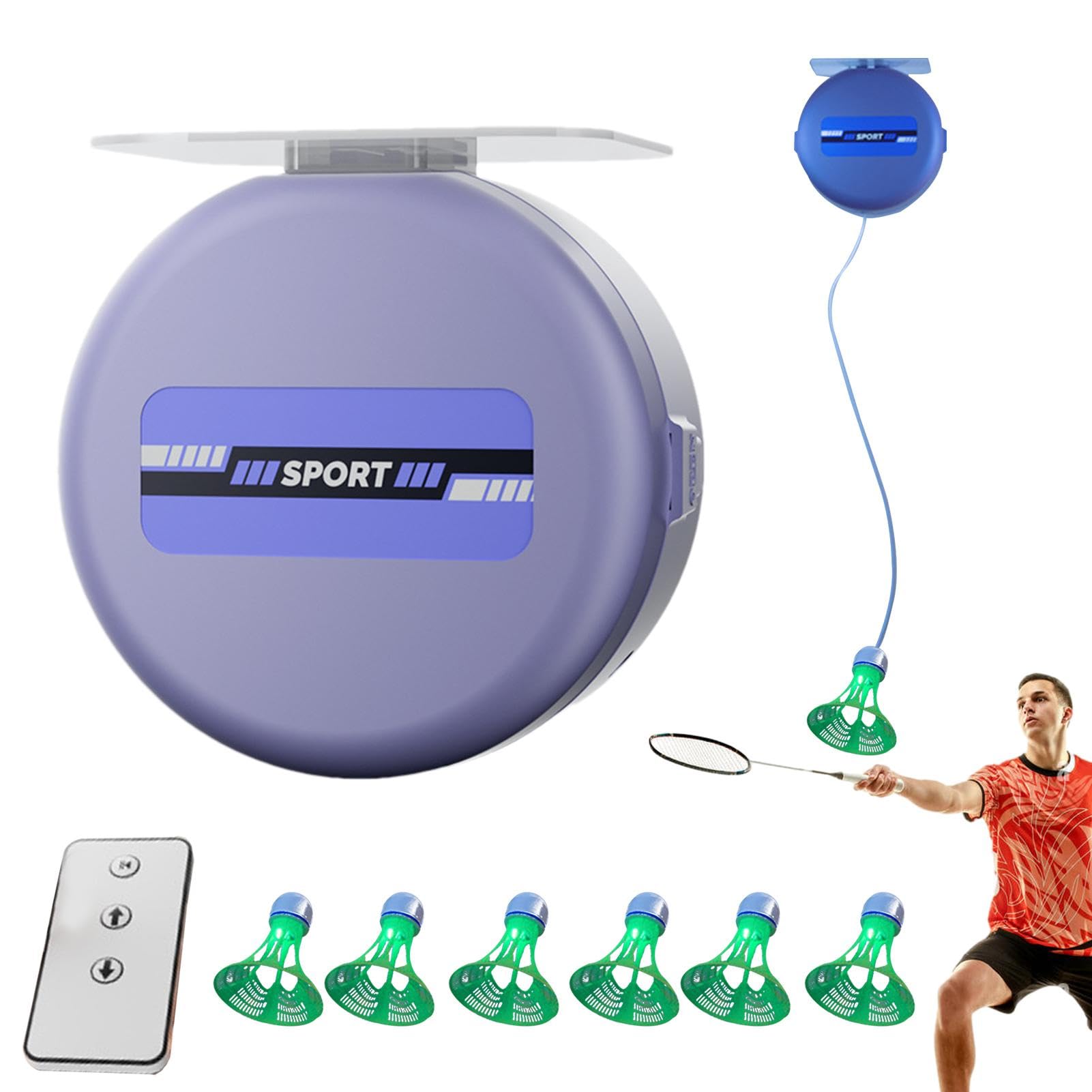 Badminton Rebound Training Automatico Rebound Badminton Trainer - Addestratore per badminton regolabile | Attrezzatura per allenamento Badminton Rebound Regolabile Badminton Rebound, Attrezzatura da