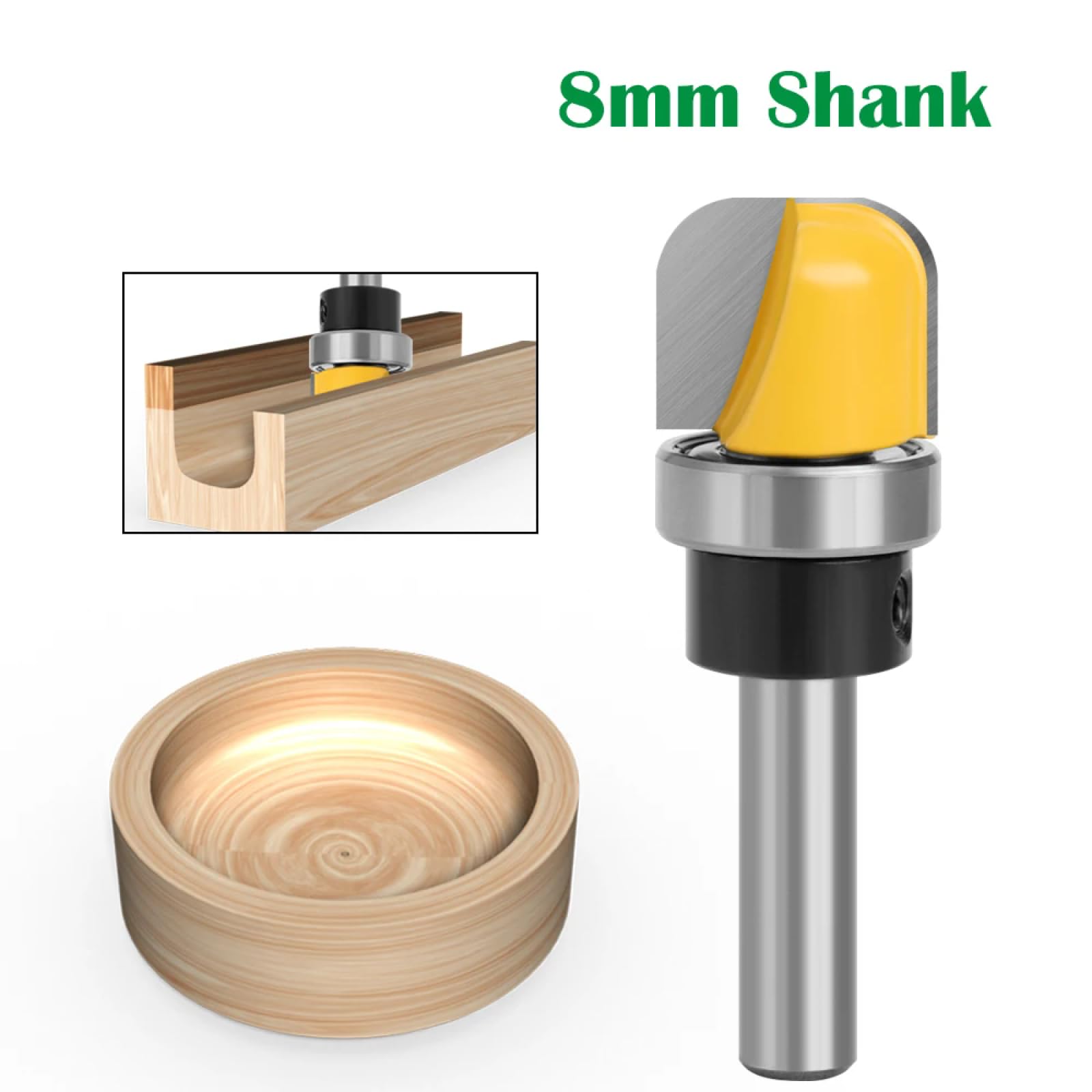 Fresa De Punta Redonda Con Rodamiento Para Carpintería, Broca Enrutadora De Bandeja Con Vástago De 8mm,juego De 8mm