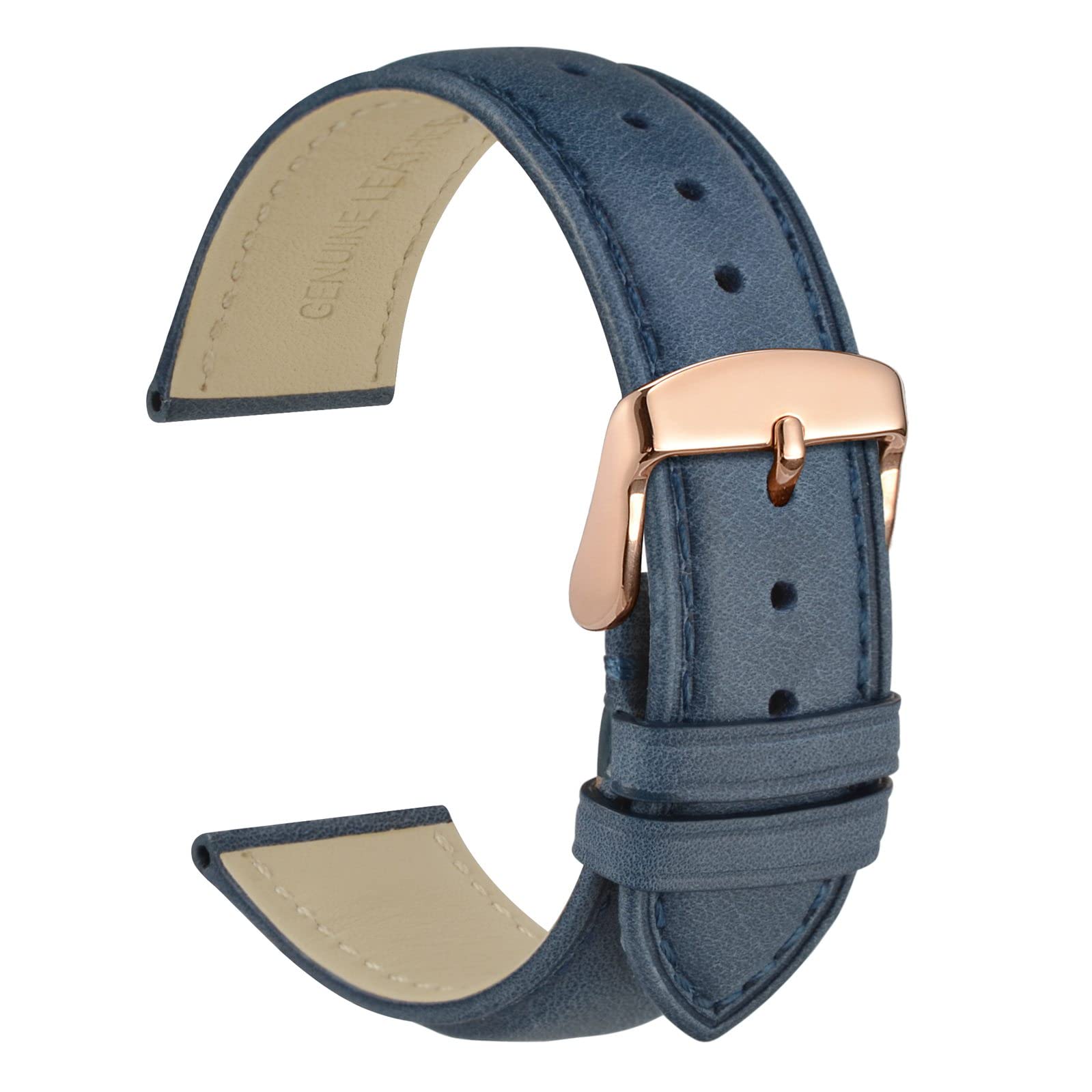 WOCCI 21mm Vintage Leather Watch Band with Rose Gold Buckle, Replacement Bands (Blue) (B0B153R2PQ) Amazon Price History, Amazon Price Tracker