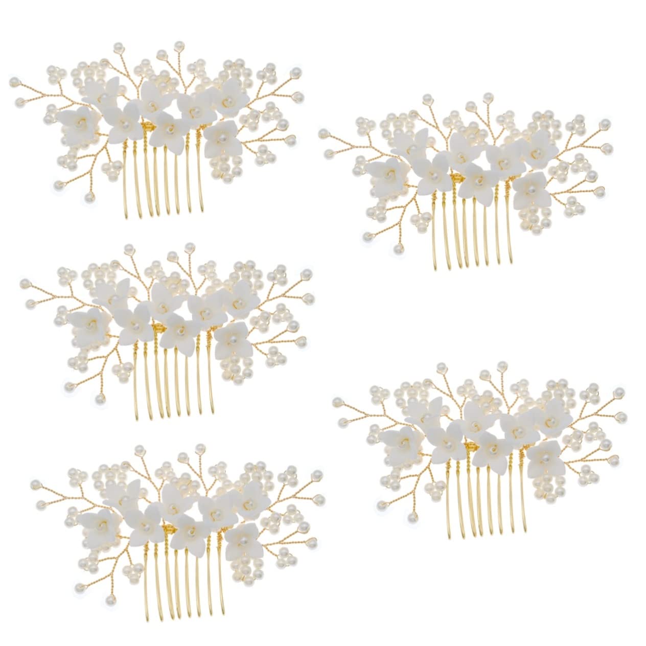 FRCOLOR 5stücke Perlen-haarreif Für Hochzeiten Eleganter Haarkamm Mit Blumenmotiv Stilvolles Haaraccessoire Für Bräute Und Festliche Anlässe Handgefertigt Und Langlebig