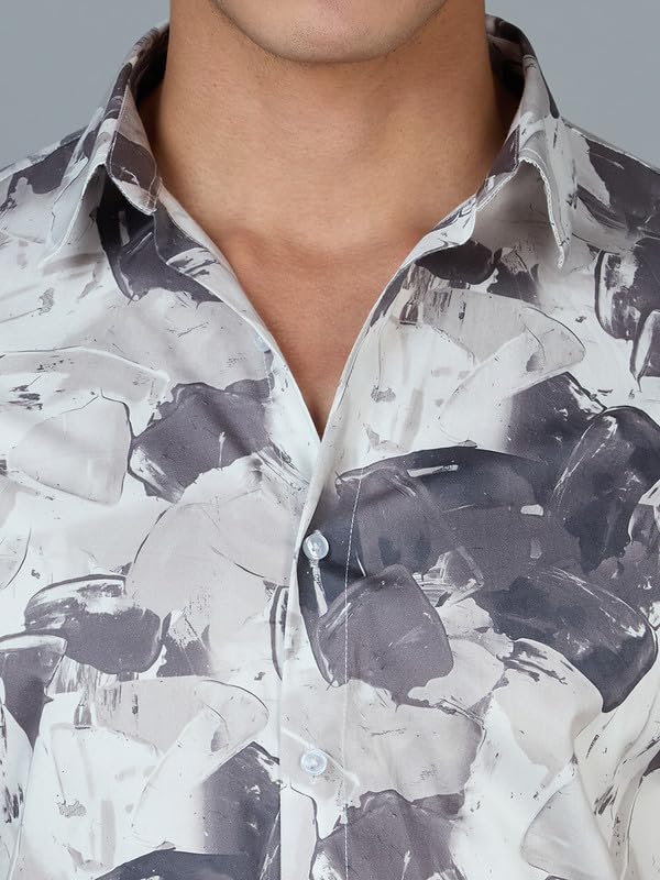 Image of Men's Printed Regular Fit Full Sleeves Cotton Formal Shirt