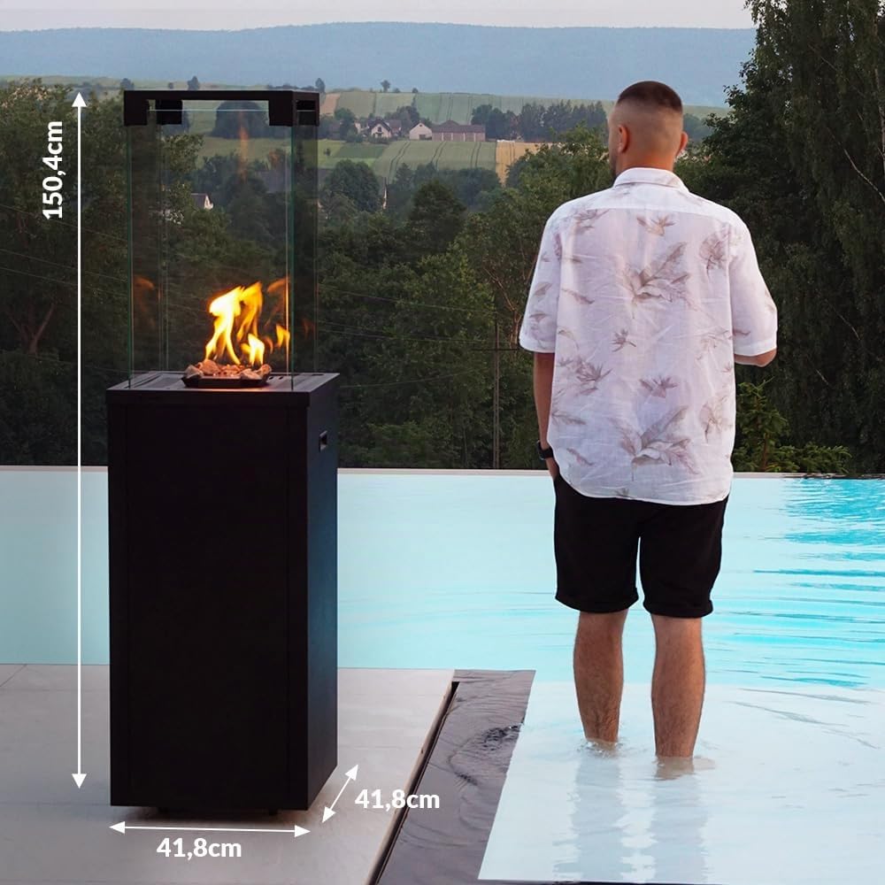 KRATKI Stufa da terrazza a gas G30/ 144,4 x 37 x 37 cm bianco Ecodesign 8,2 | Patio Light Riscaldatore a Gas Portatile 8,2 kW; Alimentato a Propano Butano G30/30mbar; Efficiente Riscaldatore per Esterni